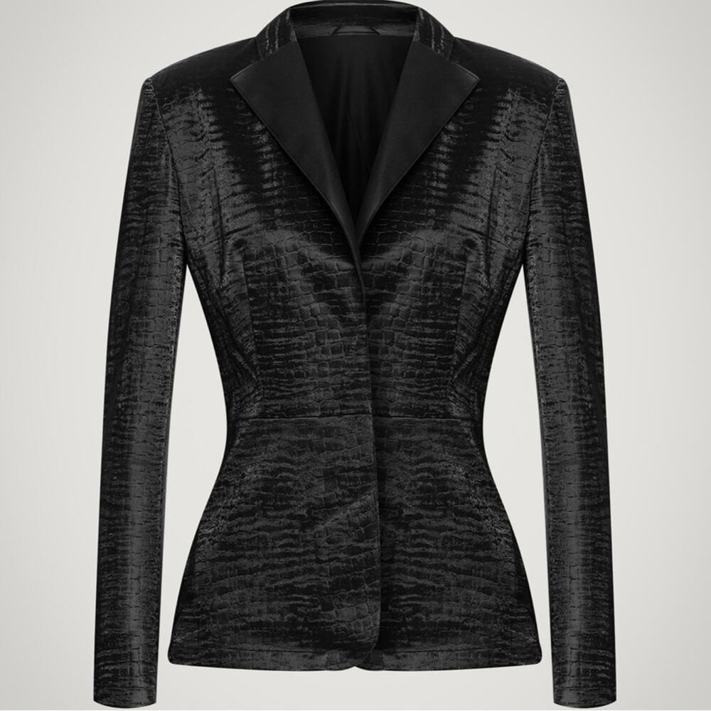Wolford Black Croco fitted 3 button Blazer In size 6